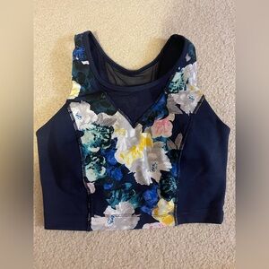 Old Navy Navy Blue Floral Sports Tank